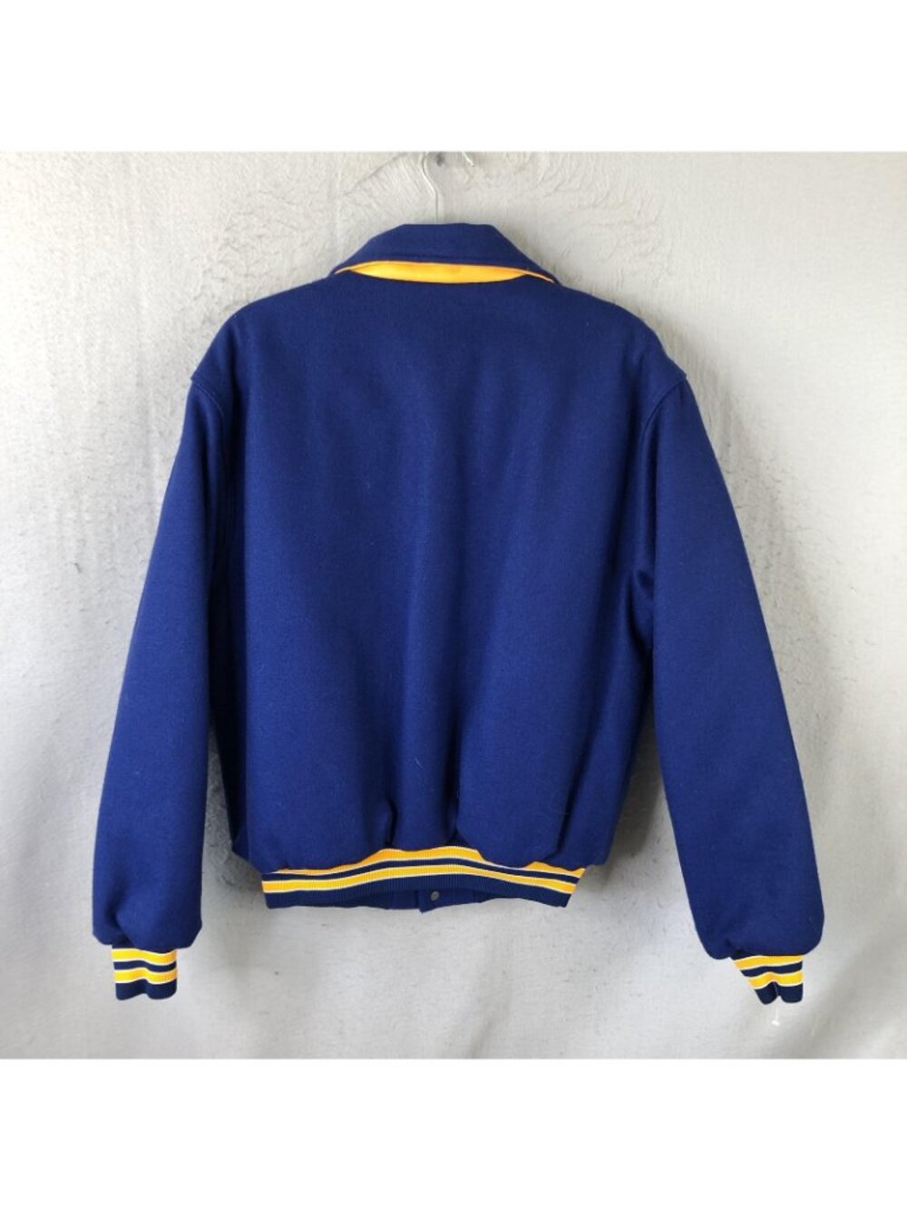 Rennoc Jacket Mens Large Blue Wool Varsity Snap Front Quilted Lined Bomber - Picture 2 of 16